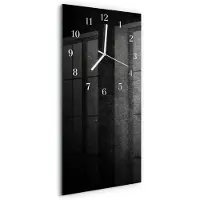 Tulup Wandklok - Bord Klok Glas Met Opdruk - 30x60 cm - Zwart Moderne Wandklok Glas - Witte Handen - Rechthoekige Wandklok - Glazen Klok Met Print - Wandklok Glas Met Motief