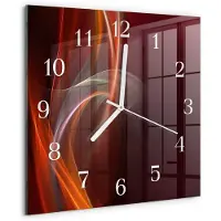 Drukarnia Piga Wandklok - Abstracte lijnen Gekleurde Glazen Klok - 30x30 cm - Rood Glazen Klok Met Print - Witte Handen - Vierkante Wandklok - Wandklok Glas Decoratie - Gekleurde Glazen Klok