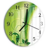 Tulup Wandklok - Bloemenpatroon Glazen Wandklok Design - 30fi cm - Groente Klok Glas Met Opdruk - Zwarte Handen - Ronde Wandklok - Gekleurde Glazen Klok - Glazen Klok Met Print