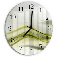 Tulup Wandklok - Abstracte lijnen Gekleurde Glazen Klok - 30fi cm - Groente Glazen Klok Met Print - Zwarte Handen - Ronde Wandklok - Wandklok Glas Decoratie - Gekleurde Glazen Klok