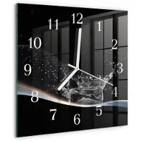 Drukarnia Piga Wandklok - Water Glazen Wandklok Design - 30x30 cm - Zwart Klok Glas Met Opdruk - Witte Handen - Vierkante Wandklok - Moderne Wandklok Glas - Wandklok Glas Decoratie