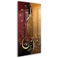 Tulup Wandklok - Abstractie Glazen Wandklok Design - 30x60 cm - Rood Klok Glas Met Opdruk - Witte Handen - Rechthoekige Wandklok - Wandklok Glas Met Motief - Decoratieve Glazen Klok