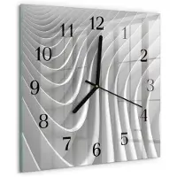 Drukarnia Piga Wandklok - Abstractie Moderne Wandklok Glas - 30x30 cm - Grijs Wandklok Glas Decoratie - Zwarte Handen - Vierkante Wandklok - Moderne Wandklok Glas - Wandklok Glas Decoratie