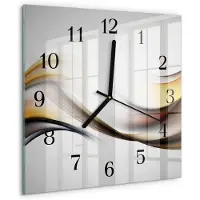Drukarnia Piga Wandklok - Abstractie Gekleurde Glazen Klok - 30x30 cm - Veelkleurig Glazen Klok Met Print - Zwarte Handen - Vierkante Wandklok - Gekleurde Glazen Klok - Glazen Klok Met Print