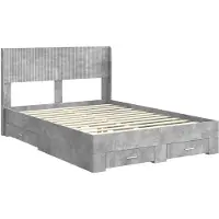 vidaXL Bedframe met opbergruimte en hoofdbord Betongrijs Bewerkt hout