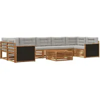 vidaXL Buiten bank set 8 st Naturel en lichtgrijs