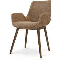 Nolon Nio-Eef Eetkamerstoel bruin blend - walnoot houten onderstel - japandi - stoffen zitting - armstoel