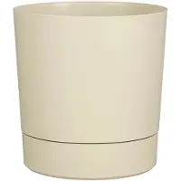 Mica Decorations Bloempot Coco - met onderschaal - beige - H37 x D35 cm - kunststof - buiten