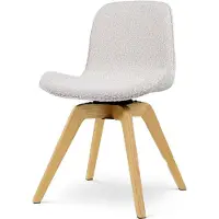 Nolon Noor-Fé draaibare Eetkamerstoel bouclé beige - houten onderstel - scandinavisch - stoffen zitting - comfortabel