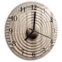 Tulup Wandklok - Steen Glazen Klok Met Print - 30fi cm - Bruin Moderne Glazen Wandklok - Zwarte Handen - Ronde Wandklok - Glazen Klok Met Print - Wandklok Glas Met Motief