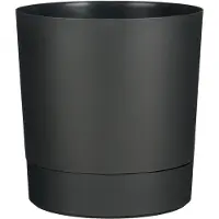 Mica Decorations Bloempot Coco - met onderschaal - antraciet - H40 x D38 cm - kunststof - buiten