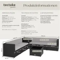 Laura Tuinmeubelset Polyrotan Loungeset 306 x 190 x 66 cm – Modulaire 8-delige Hoeklounge met Opbergbox, Bijzettafel met Glasplaat, Inclusief Dikke Kussens, Weerbestendig Balkon & Tuin Set Grijs –