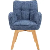 Nicole Eetkamerstoelen set van 2 draaibaar 360° 65x60x87 cm – Pocketvering, massief eiken frame, slijtvaste blauwe stof, ergonomisch zitcomfort