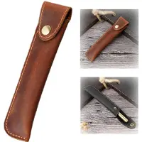 VHV -Etui - Pennenzak - Pennenhoes - Leren etui - PU-leer - Met drukknoop - Retro design - Voor school, kantoor en zakelijk gebruik - Bruin