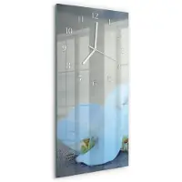 Tulup Wandklok - Orchidee Moderne Wandklok Glas - 30x60 cm - Wit Wandklok Glas Decoratie - Witte Handen - Rechthoekige Wandklok - Moderne Wandklok Glas - Wandklok Glas Decoratie