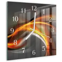 Tulup Wandklok - Abstractie Glazen Klok Met Print - 30x30 cm - Veelkleurig Moderne Glazen Wandklok - Witte Handen - Vierkante Wandklok - Glazen Wandklok Design - Klok Glas Met Opdruk