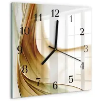Drukarnia Piga Wandklok - Abstractie Decoratieve Glazen Klok - 30x30 cm - Bruin Glazen Wandklok Design - Zwarte Handen - Vierkante Wandklok - Wandklok Glas Decoratie - Gekleurde Glazen Klok