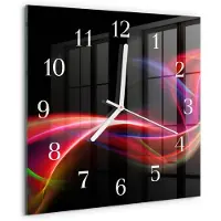 Drukarnia Piga Wandklok - Abstracte lijnen Moderne Glazen Wandklok - 30x30 cm - Zwart Wandklok Glas Met Motief - Witte Handen - Vierkante Wandklok - Glazen Klok Met Print - Wandklok Glas Met Motief