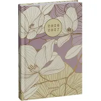 Brepols agenda 2026-2027 - Student FLORAL & LEAVES - Schoolagenda - 1 week op 2 pagina's - Stevige omslag - Weekoverzicht - Roze - 9 x 16 cm