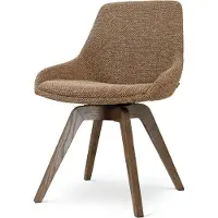 Nolon Noor-Isa draaibare Eetkamerstoel bruin blend - walnoot houten onderstel - japandi - stijlvol - stoffen zitting