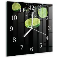 Drukarnia Piga Wandklok - Limoenen Moderne Glazen Wandklok - 30x30 cm - Groente Wandklok Glas Met Motief - Witte Handen - Vierkante Wandklok - Gekleurde Glazen Klok - Glazen Klok Met Print
