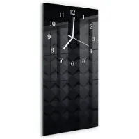 Tulup Wandklok - Patroon Klok Glas Met Opdruk - 30x60 cm - Zwart Moderne Wandklok Glas - Witte Handen - Rechthoekige Wandklok - Klok Glas Met Opdruk - Moderne Wandklok Glas