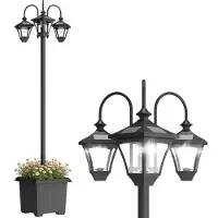 Outsunny Buitenlamp Lantaarnpaal-ABS, Roestvrij staal-52L x 52B x 185H cm-Zwart