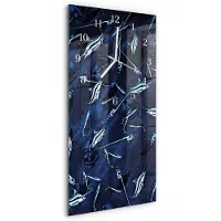 Tulup Wandklok - Vis Klok Glas Met Opdruk - 30x60 cm - Blauw Moderne Wandklok Glas - Witte Handen - Rechthoekige Wandklok - Wandklok Glas Met Motief - Decoratieve Glazen Klok