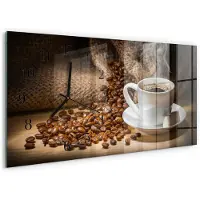 Tulup Wandklok - Koffie Moderne Wandklok Glas - 60x30 cm - Bruin Wandklok Glas Decoratie - Zwarte Handen - Rechthoekige Wandklok - Decoratieve Glazen Klok - Glazen Wandklok Design