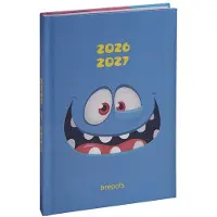 Brepols agenda 2026-2027 - MONSTERS - Schoolagenda - 1 dag per pagina - Stevige omslag - Dagoverzicht - Blauw - 11.5 x 16.9 cm