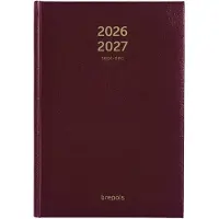 Brepols agenda 2026-2027 - Bretime LIMA - Schoolagenda - 16 maanden - 1 week per 2 pagina's - Gebonden - Weekoverzicht - Bordeaux - 14.8 x 21 cm