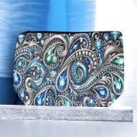 Home Stoffen Toilettas Sierlijk Blauw met rits (make-uptasje, etui of reisetui ) 24.5 x 16.5 x 7 cm