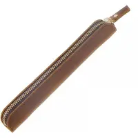VHV -Etui - Pennenzak - Leren etui - Pennenetui - Retro design - Met ritssluiting - Voor school, kantoor en zakelijk gebruik - Voor pennen en potloden - Bruin