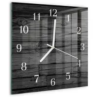 Tulup Wandklok - Hout Moderne Wandklok Glas - 30x30 cm - Zwart Wandklok Glas Decoratie - Witte Handen - Vierkante Wandklok - Glazen Wandklok Design - Klok Glas Met Opdruk