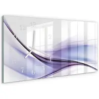 Tulup Wandklok - Golven van kleur Klok Glas Met Opdruk - 60x30 cm - Paars Moderne Wandklok Glas - Witte Handen - Rechthoekige Wandklok - Wandklok Glas Met Motief - Decoratieve Glazen Klok