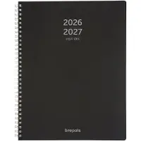 Brepols agenda 2026-2027 - A4 POLYPROP - Schoolagenda - 16 maanden - 1 week per 2 pagina's - Wire-O - Weekoverzicht - Zwart - 21 x 27 cm