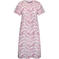 Gaubert Essential Dames Nachthemd Korte Mouw - Premium Gekamd Katoen - Waves of Hearts - Roze - Maat L - GB-6816