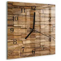 Drukarnia Piga Wandklok - Klinker Glazen Klok Met Print - 30x30 cm - Bruin Moderne Glazen Wandklok - Zwarte Handen - Vierkante Wandklok - Decoratieve Glazen Klok - Glazen Wandklok Design
