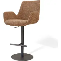 Nolon Niva-Eef Draaibare Tulp Barkruk Bruin Blend - Verstelbaar - Mat Zwart Onderstel - Scandinavisch - Armleuning
