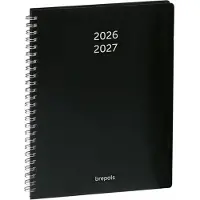 Brepols agenda 2026-2027 - Prevision POLYPROP - Schoolagenda - 1 week op 2 pagina's - Wire-O - Weekoverzicht - Zwart - 17.1 x 22 cm