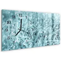 Tulup Wandklok - Koude dauw Decoratieve Glazen Klok - 60x30 cm - Turkoois Glazen Wandklok Design - Zwarte Handen - Rechthoekige Wandklok - Decoratieve Glazen Klok - Glazen Wandklok Design