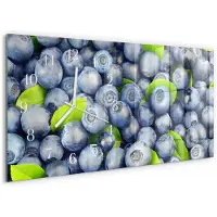 Tulup Wandklok - Bessen Moderne Wandklok Glas - 60x30 cm - Blauw Wandklok Glas Decoratie - Witte Handen - Rechthoekige Wandklok - Moderne Wandklok Glas - Wandklok Glas Decoratie