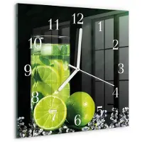 Drukarnia Piga Wandklok - Calciumcarbonaat Gekleurde Glazen Klok - 30x30 cm - Groente Glazen Klok Met Print - Witte Handen - Vierkante Wandklok - Glazen Wandklok Design - Klok Glas Met Opdruk