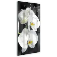 Tulup Wandklok - Orchidee Klok Glas Met Opdruk - 30x60 cm - Veelkleurig Moderne Wandklok Glas - Witte Handen - Rechthoekige Wandklok - Wandklok Glas Decoratie - Gekleurde Glazen Klok