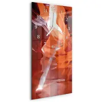Tulup Wandklok - Grot Wandklok Glas Met Motief - 30x60 cm - Oranje Decoratieve Glazen Klok - Witte Handen - Rechthoekige Wandklok - Wandklok Glas Decoratie - Gekleurde Glazen Klok