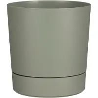 Mica Decorations Bloempot Coco - met onderschaal - olijfgroen - H40 x D38 cm - kunststof - buiten