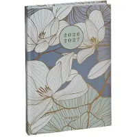 Brepols agenda 2026-2027 - FLORAL & LEAVES - Schoolagenda - 1 dag per pagina - Stevige omslag - Dagoverzicht - Blauw - 11.5 x 16.9 cm