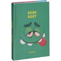 Brepols agenda 2026-2027 - MONSTERS - Schoolagenda - 1 dag per pagina - Stevige omslag - Dagoverzicht - Groen - 11.5 x 16.9 cm