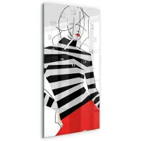 Tulup Wandklok - blanke vrouw Decoratieve Glazen Klok - 30x60 cm - Veelkleurig Glazen Wandklok Design - Witte Handen - Rechthoekige Wandklok - Moderne Wandklok Glas - Wandklok Glas Decoratie