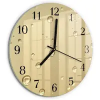 Tulup Wandklok - Druppels Glazen Klok Met Print - 30fi cm - Bruin Moderne Glazen Wandklok - Zwarte Handen - Ronde Wandklok - Moderne Wandklok Glas - Wandklok Glas Decoratie